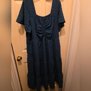 BloomChic Textured Teal Long Sleeve Dress